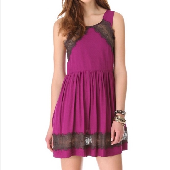 Free People Dresses & Skirts - Free People Purple Lace Trim Dress